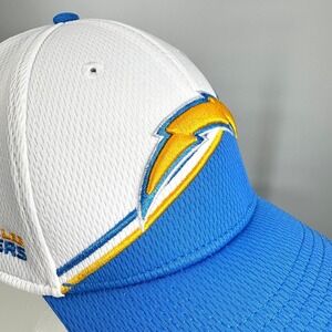 New Era 39THIRTY Los Angeles Chargers Hat White Blue NFL Stretch Fit M/L